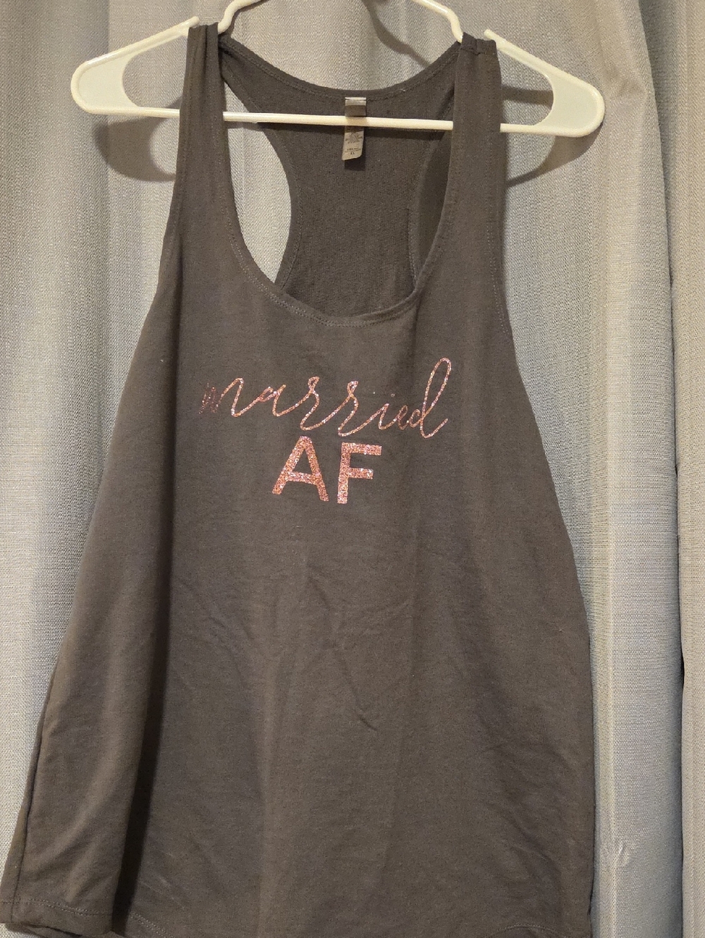 Married AF Women’s Gray Tank Top with Pink Glitter Text